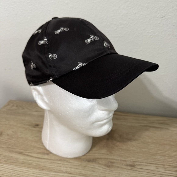 Harley‎ Davidson Womens Black Satin Hat All Over Print Motorcycles Ball Cap 2015 - Picture 1 of 16
